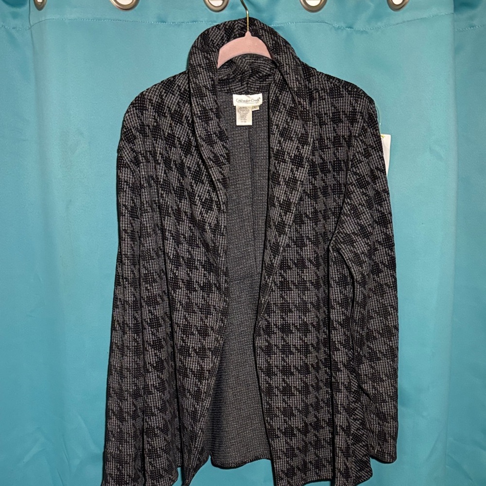 Calvin Klein Women's Black and Gray Houndstooth Jacket